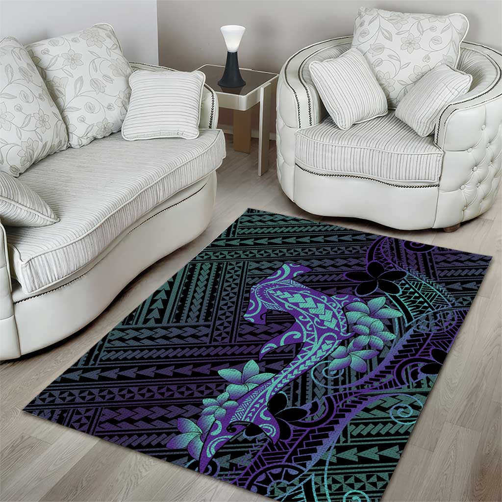 Purple Paradise Hawaii Area Rug Hammerhead Shark Tattoo Curve Polynesian - Polynesian Pride