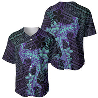 Purple Paradise Hawaii Baseball Jersey Hammerhead Shark Tattoo Curve Polynesian - Polynesian Pride