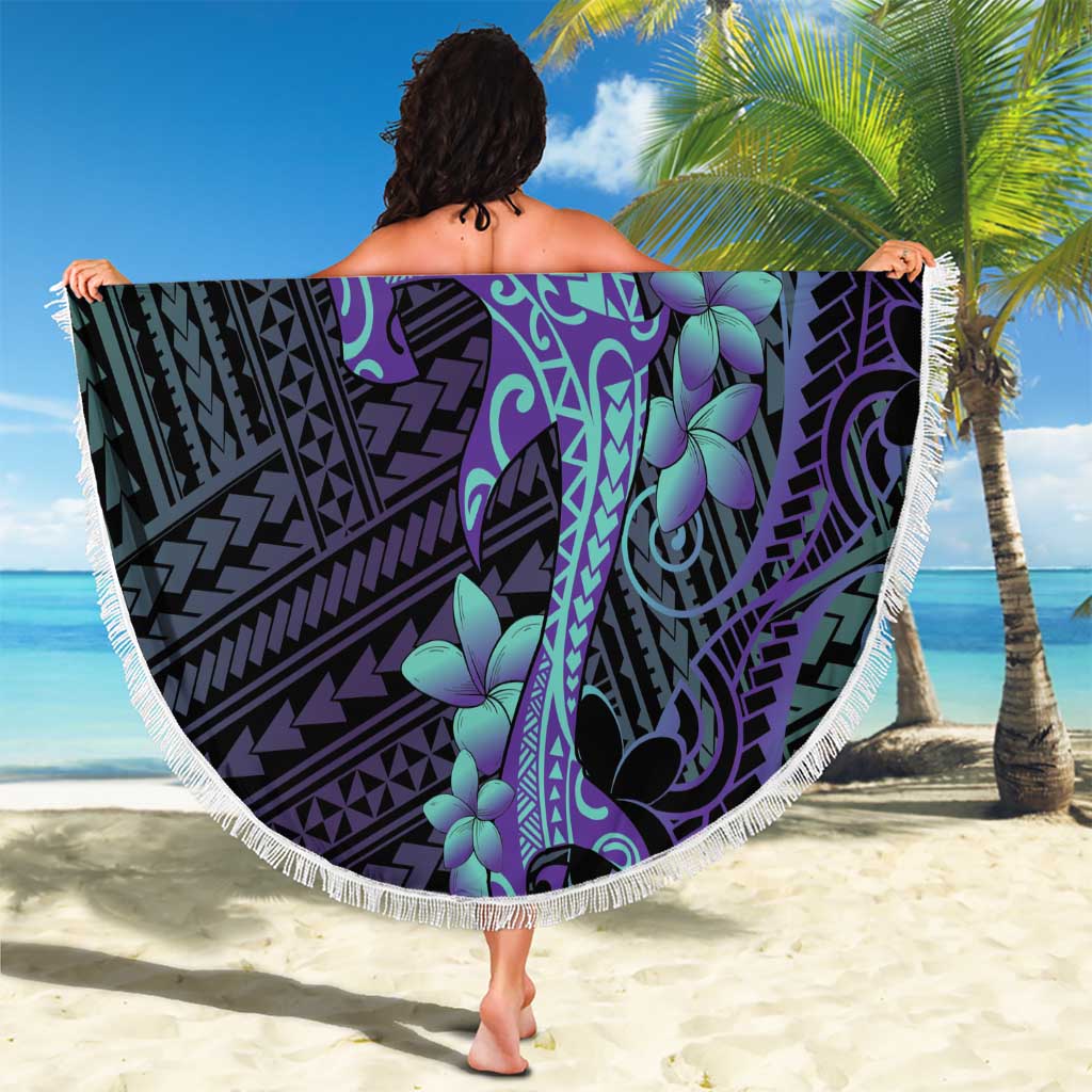 Purple Paradise Hawaii Beach Blanket Hammerhead Shark Tattoo Curve Polynesian LT14 - Polynesian Pride