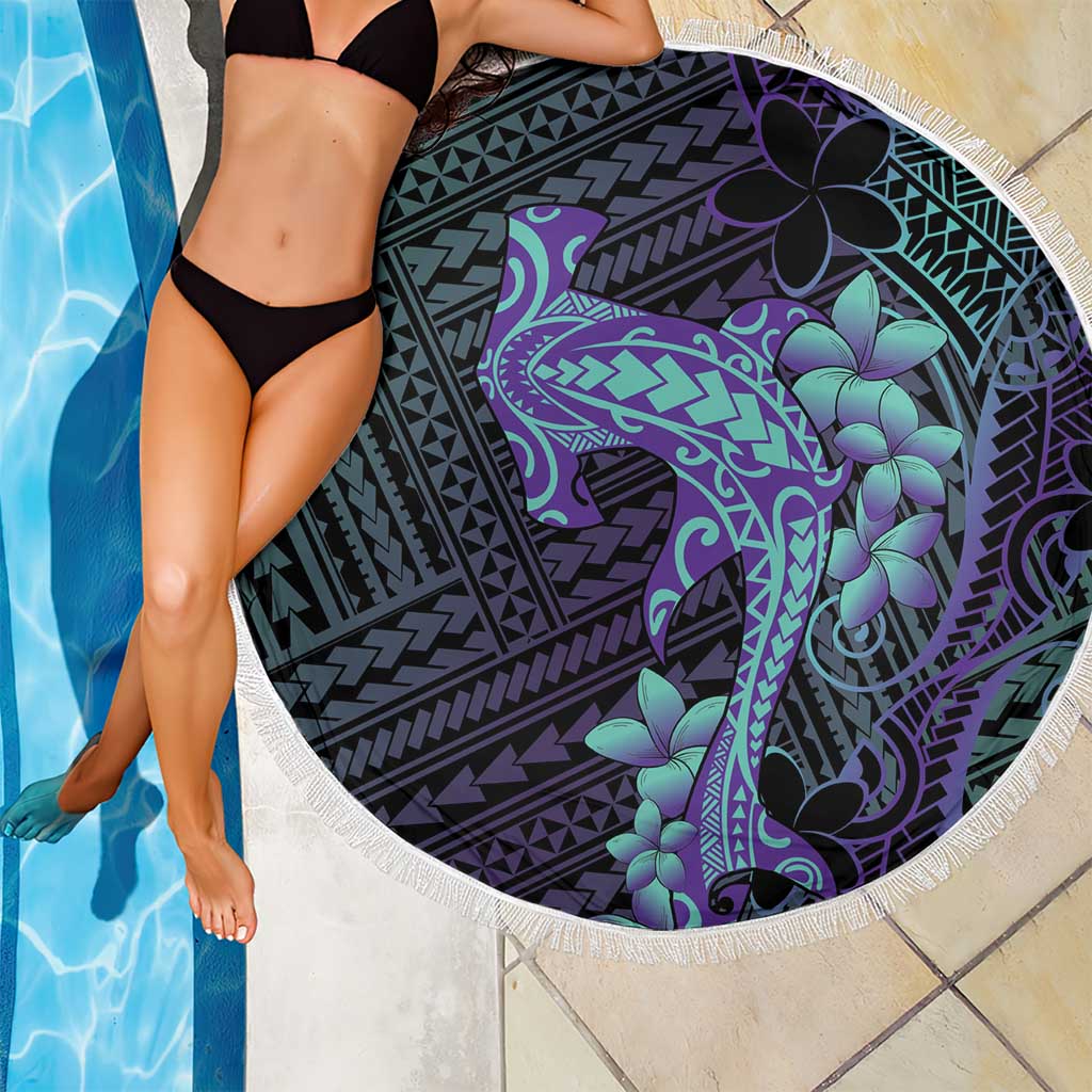 Purple Paradise Hawaii Beach Blanket Hammerhead Shark Tattoo Curve Polynesian LT14 - Polynesian Pride