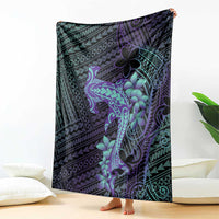 Purple Paradise Hawaii Blanket Hammerhead Shark Tattoo Curve Polynesian - Polynesian Pride