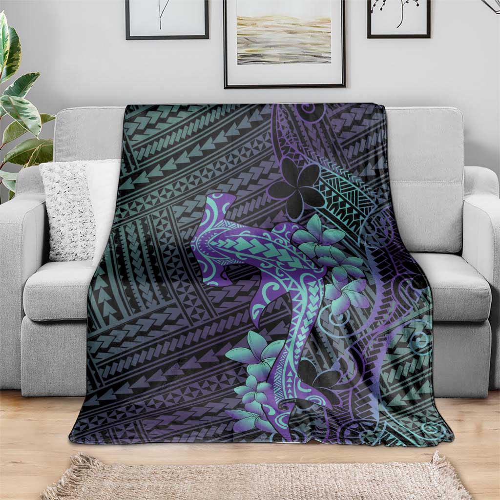 Purple Paradise Hawaii Blanket Hammerhead Shark Tattoo Curve Polynesian - Polynesian Pride