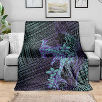 Purple Paradise Hawaii Blanket Hammerhead Shark Tattoo Curve Polynesian - Polynesian Pride