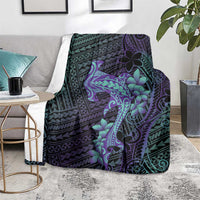 Purple Paradise Hawaii Blanket Hammerhead Shark Tattoo Curve Polynesian - Polynesian Pride