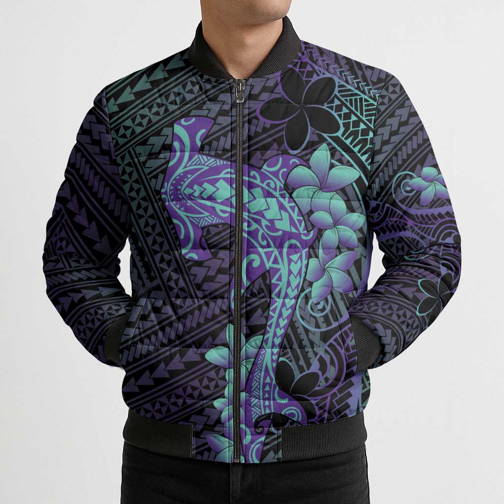 Purple Paradise Hawaii Bomber Puffer Jacket Hammerhead Shark Tattoo Curve Polynesian LT14 - Polynesian Pride