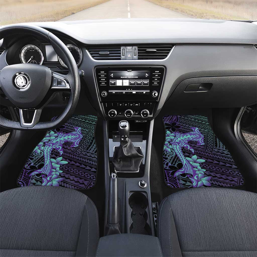 Purple Paradise Hawaii Car Mats Hammerhead Shark Tattoo Curve Polynesian - Polynesian Pride