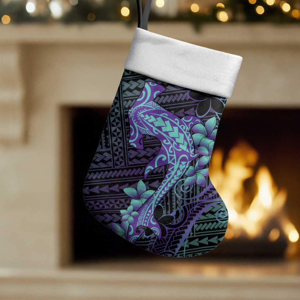 Purple Paradise Hawaii Christmas Stocking Hammerhead Shark Tattoo Curve Polynesian - Polynesian Pride