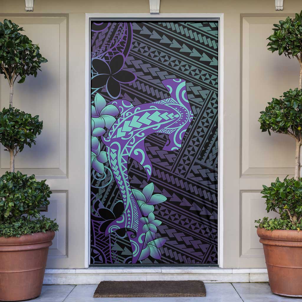 Purple Paradise Hawaii Door Cover Hammerhead Shark Tattoo Curve Polynesian LT14 Purple - Polynesian Pride