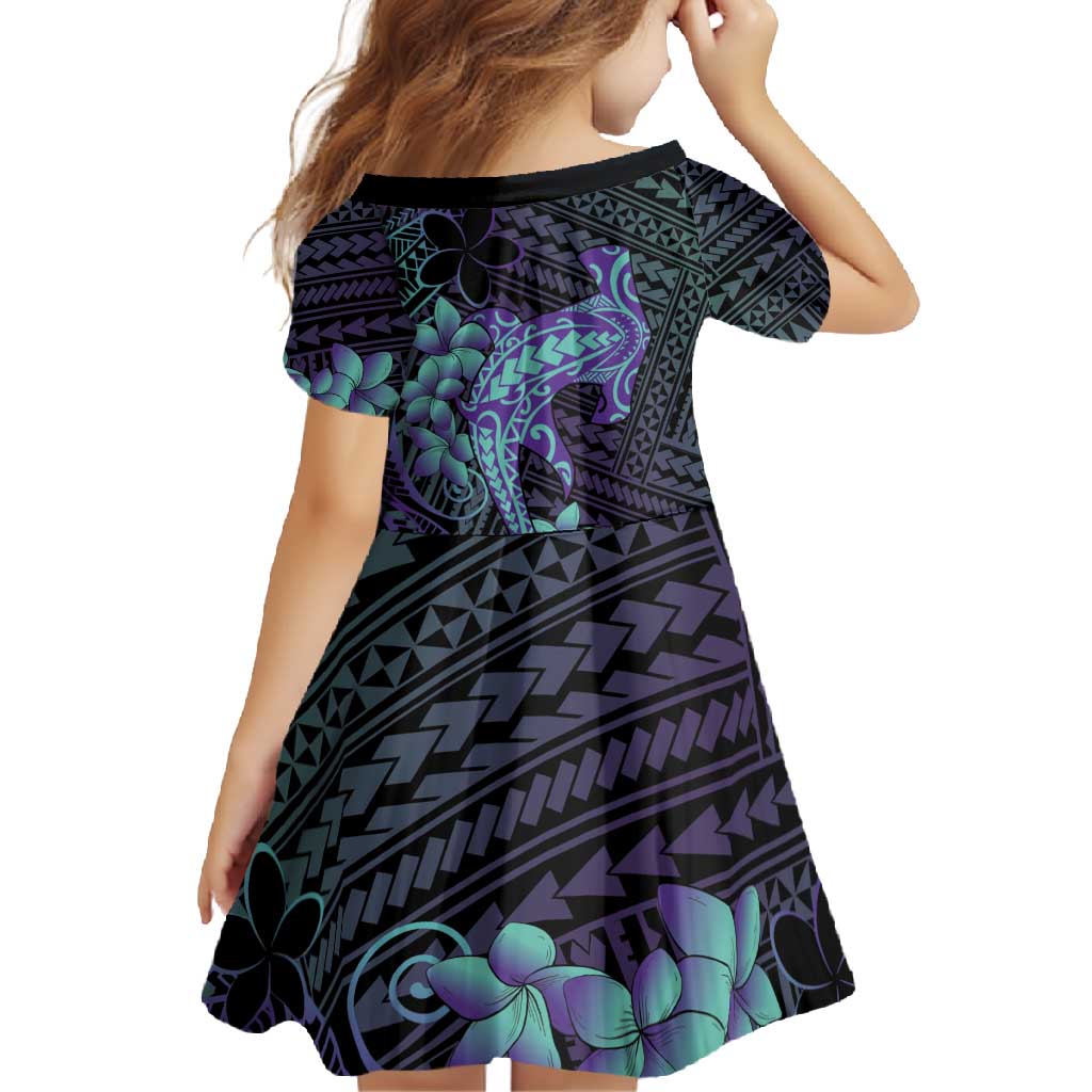 Purple Paradise Hawaii Family Matching Mermaid Dress and Hawaiian Shirt Hammerhead Shark Tattoo Curve Polynesian - Polynesian Pride