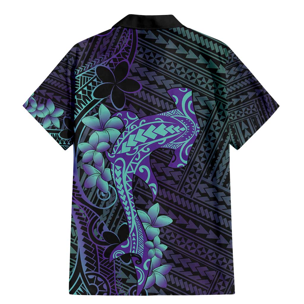 Purple Paradise Hawaii Family Matching Mermaid Dress and Hawaiian Shirt Hammerhead Shark Tattoo Curve Polynesian - Polynesian Pride