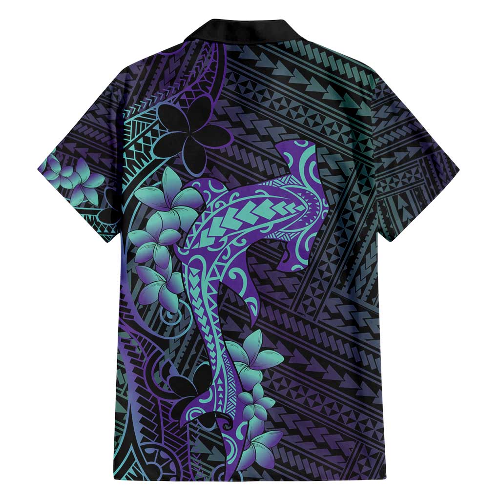 Purple Paradise Hawaii Family Matching Off Shoulder Maxi Dress and Hawaiian Shirt Hammerhead Shark Tattoo Curve Polynesian - Polynesian Pride