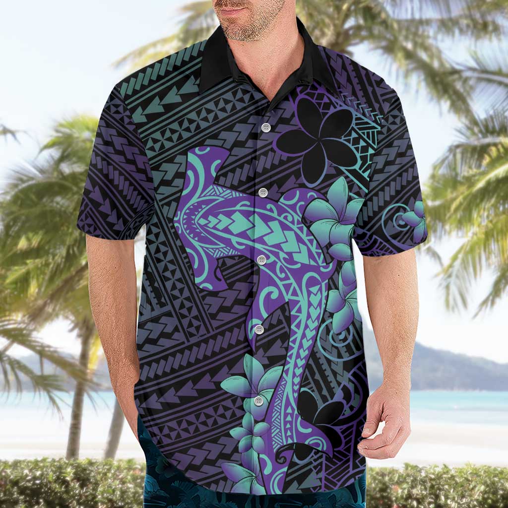 Purple Paradise Hawaii Hawaiian Shirt Hammerhead Shark Tattoo Curve Polynesian - Polynesian Pride
