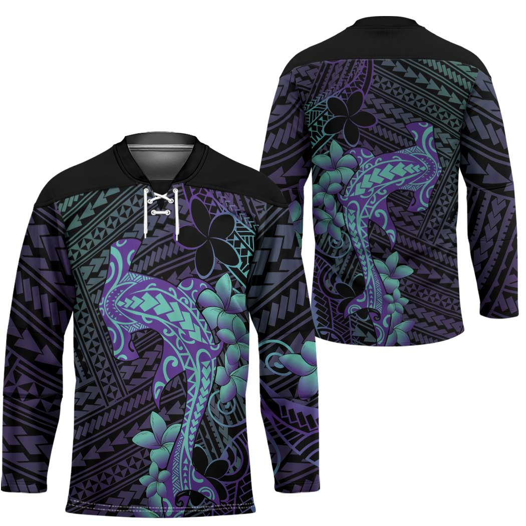Purple Paradise Hawaii Hockey Jersey Hammerhead Shark Tattoo Curve Polynesian LT14 - Polynesian Pride