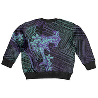 Purple Paradise Hawaii Kid Ugly Christmas Sweater Hammerhead Shark Tattoo Curve Polynesian - Polynesian Pride