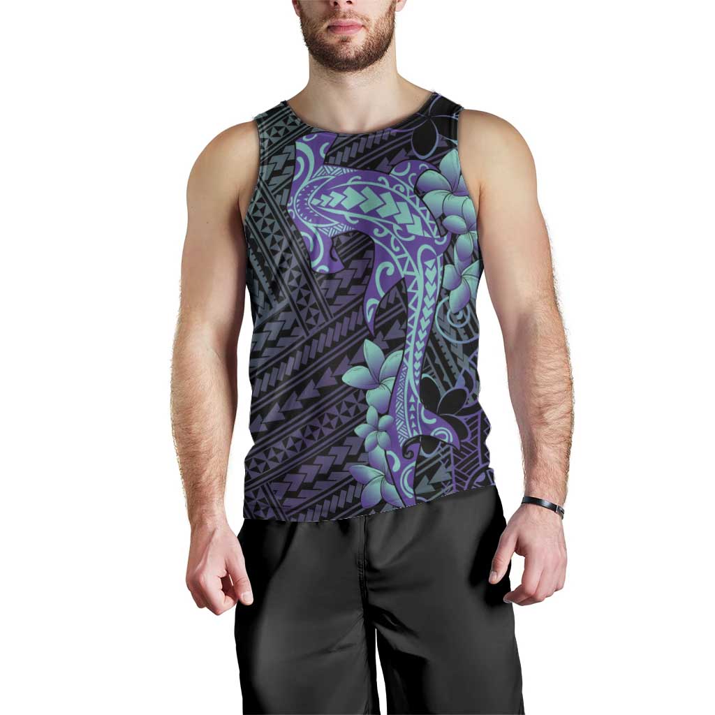 Purple Paradise Hawaii Men Tank Top Hammerhead Shark Tattoo Curve Polynesian LT14 - Polynesian Pride