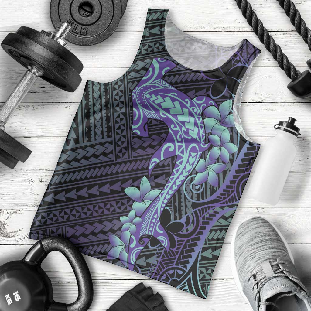 Purple Paradise Hawaii Men Tank Top Hammerhead Shark Tattoo Curve Polynesian LT14 - Polynesian Pride