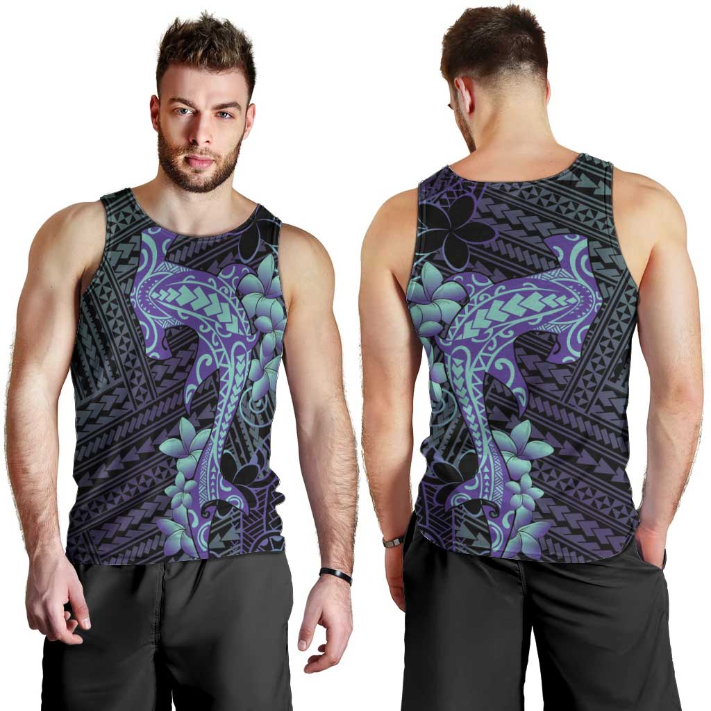 Purple Paradise Hawaii Men Tank Top Hammerhead Shark Tattoo Curve Polynesian LT14 - Polynesian Pride