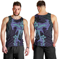 Purple Paradise Hawaii Men Tank Top Hammerhead Shark Tattoo Curve Polynesian LT14 - Polynesian Pride