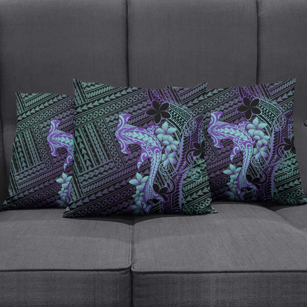 Purple Paradise Hawaii Pillow Cover Hammerhead Shark Tattoo Curve Polynesian - Polynesian Pride
