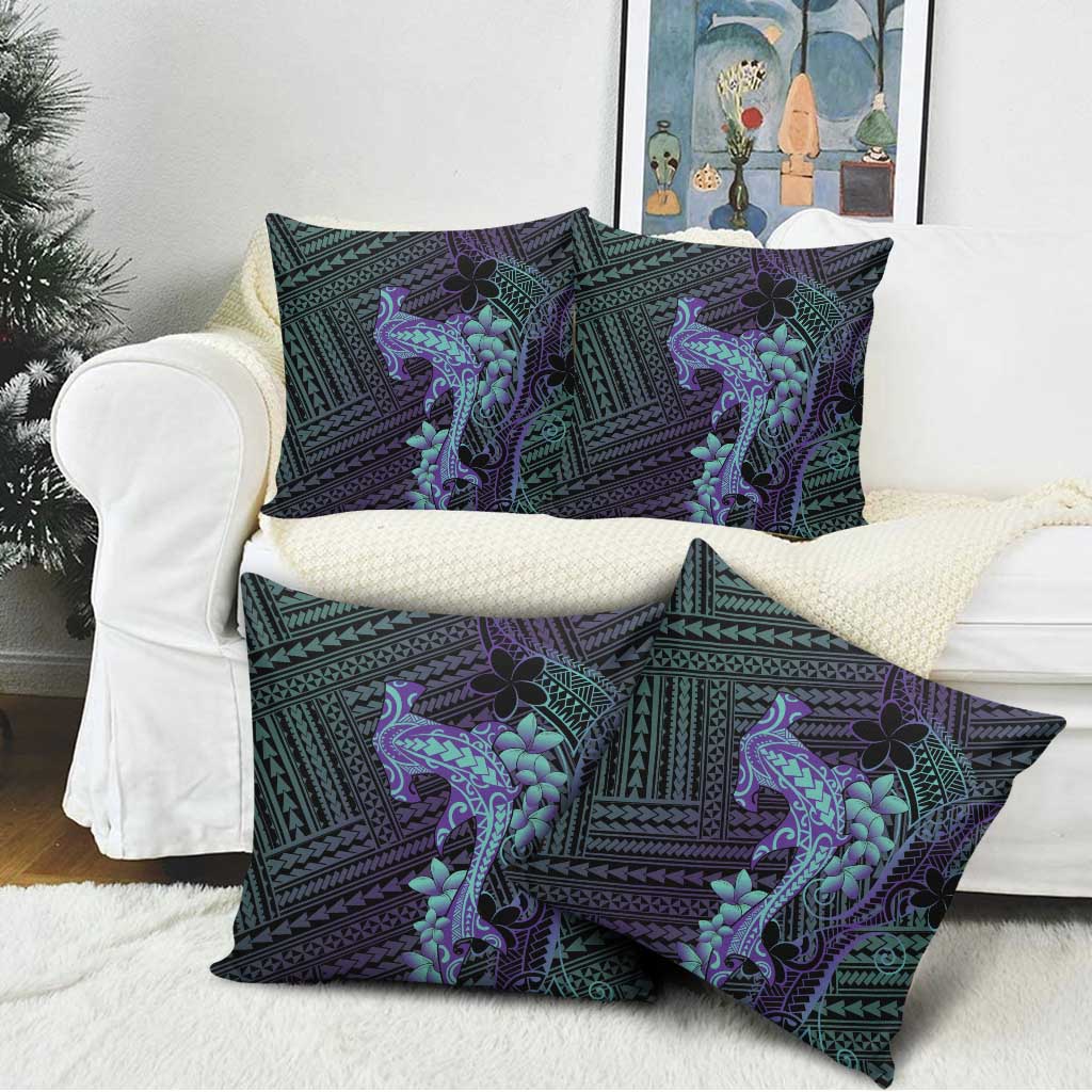 Purple Paradise Hawaii Pillow Cover Hammerhead Shark Tattoo Curve Polynesian - Polynesian Pride