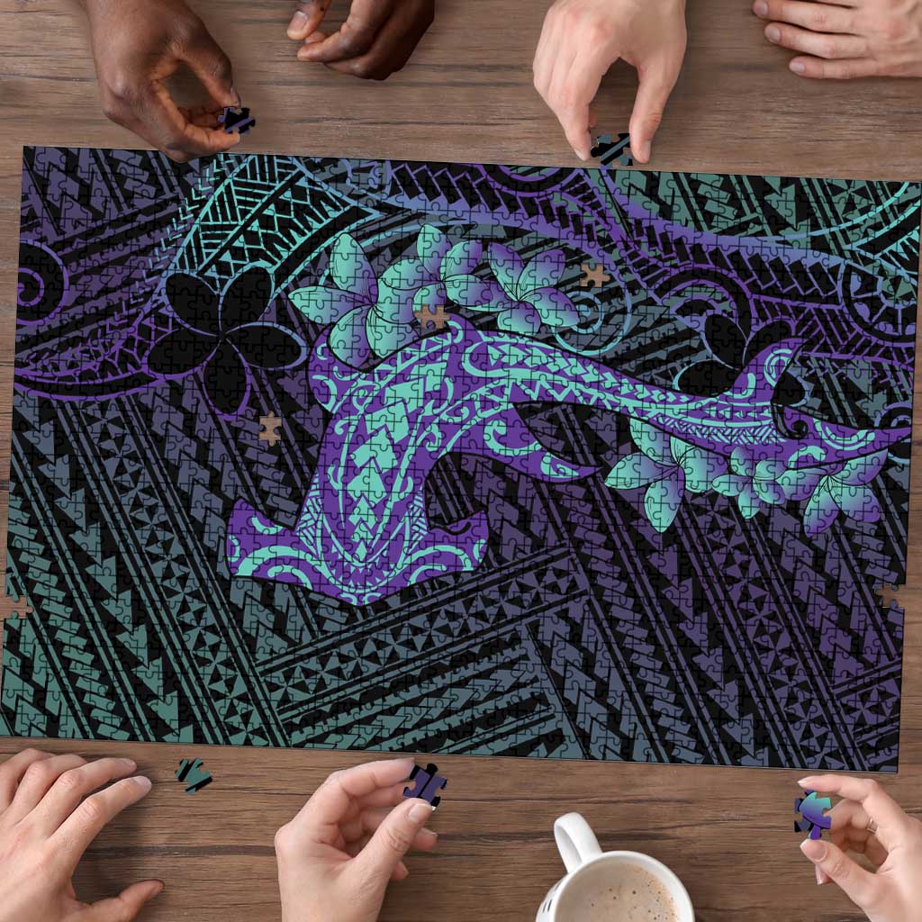 Purple Paradise Hawaii Puzzle Hammerhead Shark Tattoo Curve Polynesian LT14 - Polynesian Pride