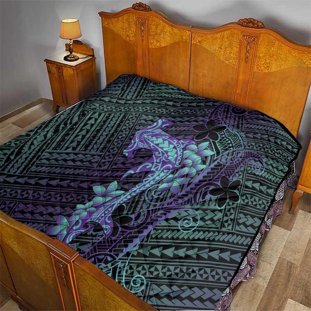 Purple Paradise Hawaii Quilt Hammerhead Shark Tattoo Curve Polynesian - Polynesian Pride
