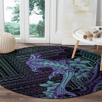 Purple Paradise Hawaii Round Carpet Hammerhead Shark Tattoo Curve Polynesian - Polynesian Pride