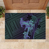 Purple Paradise Hawaii Rubber Doormat Hammerhead Shark Tattoo Curve Polynesian LT14 Purple - Polynesian Pride
