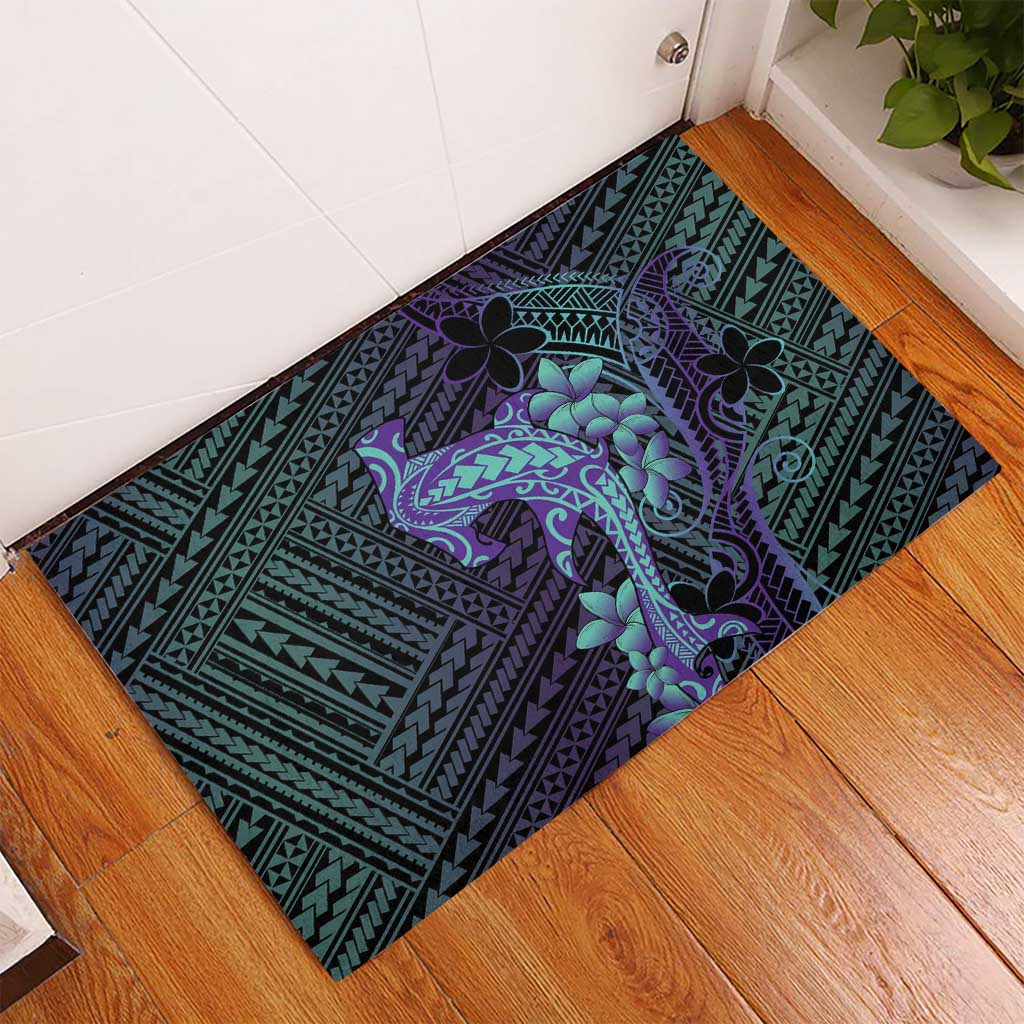 Purple Paradise Hawaii Rubber Doormat Hammerhead Shark Tattoo Curve Polynesian LT14 - Polynesian Pride