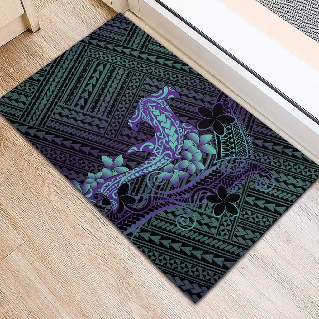 Purple Paradise Hawaii Rubber Doormat Hammerhead Shark Tattoo Curve Polynesian LT14 - Polynesian Pride