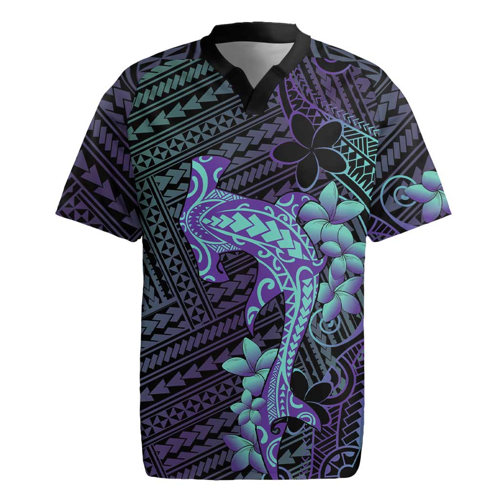 Purple Paradise Hawaii Rugby Jersey Hammerhead Shark Tattoo Curve Polynesian LT14 Purple - Polynesian Pride