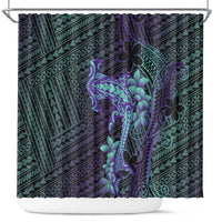 Purple Paradise Hawaii Shower Curtain Hammerhead Shark Tattoo Curve Polynesian - Polynesian Pride