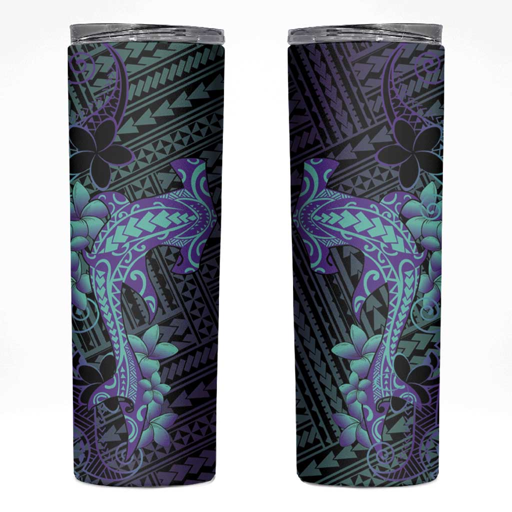 Purple Paradise Hawaii Skinny Tumbler Hammerhead Shark Tattoo Curve Polynesian - Polynesian Pride
