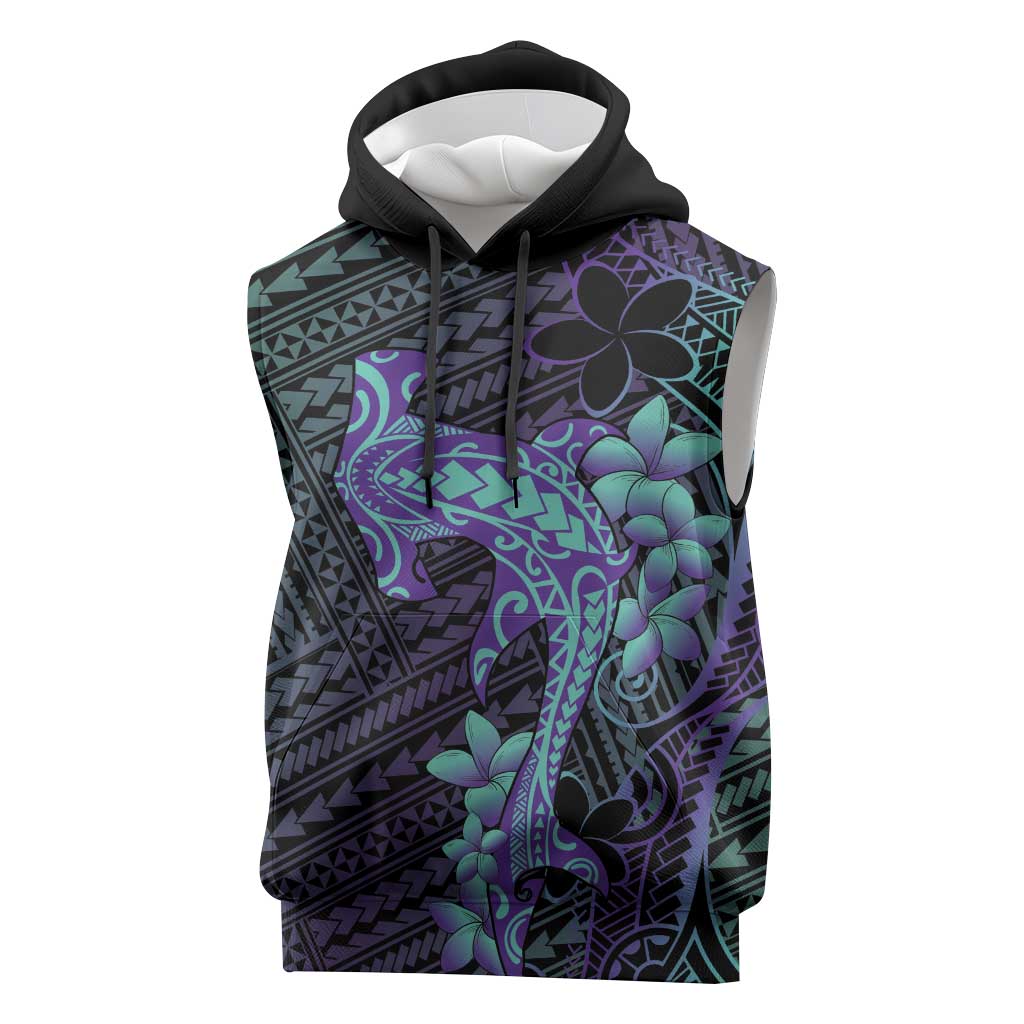 Purple Paradise Hawaii Sleeveless Hoodie Hammerhead Shark Tattoo Curve Polynesian LT14 Purple - Polynesian Pride