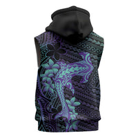 Purple Paradise Hawaii Sleeveless Hoodie Hammerhead Shark Tattoo Curve Polynesian LT14 - Polynesian Pride