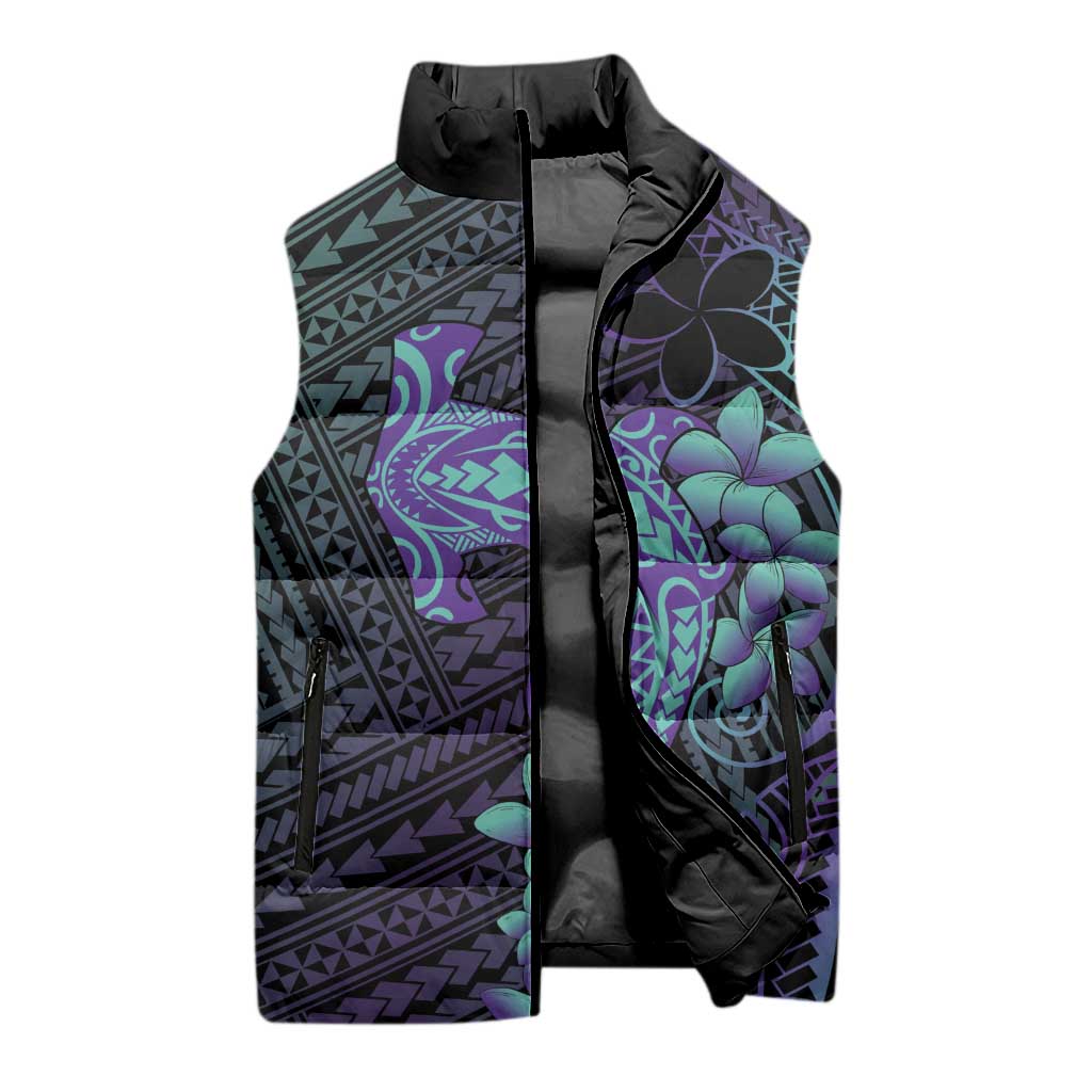 Purple Paradise Hawaii Sleeveless Puffer Jacket Hammerhead Shark Tattoo Curve Polynesian LT14 - Polynesian Pride