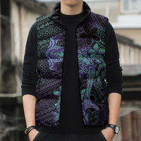 Purple Paradise Hawaii Sleeveless Puffer Jacket Hammerhead Shark Tattoo Curve Polynesian LT14 - Polynesian Pride