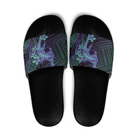 Purple Paradise Hawaii Slide Sandals Hammerhead Shark Tattoo Curve Polynesian - Polynesian Pride