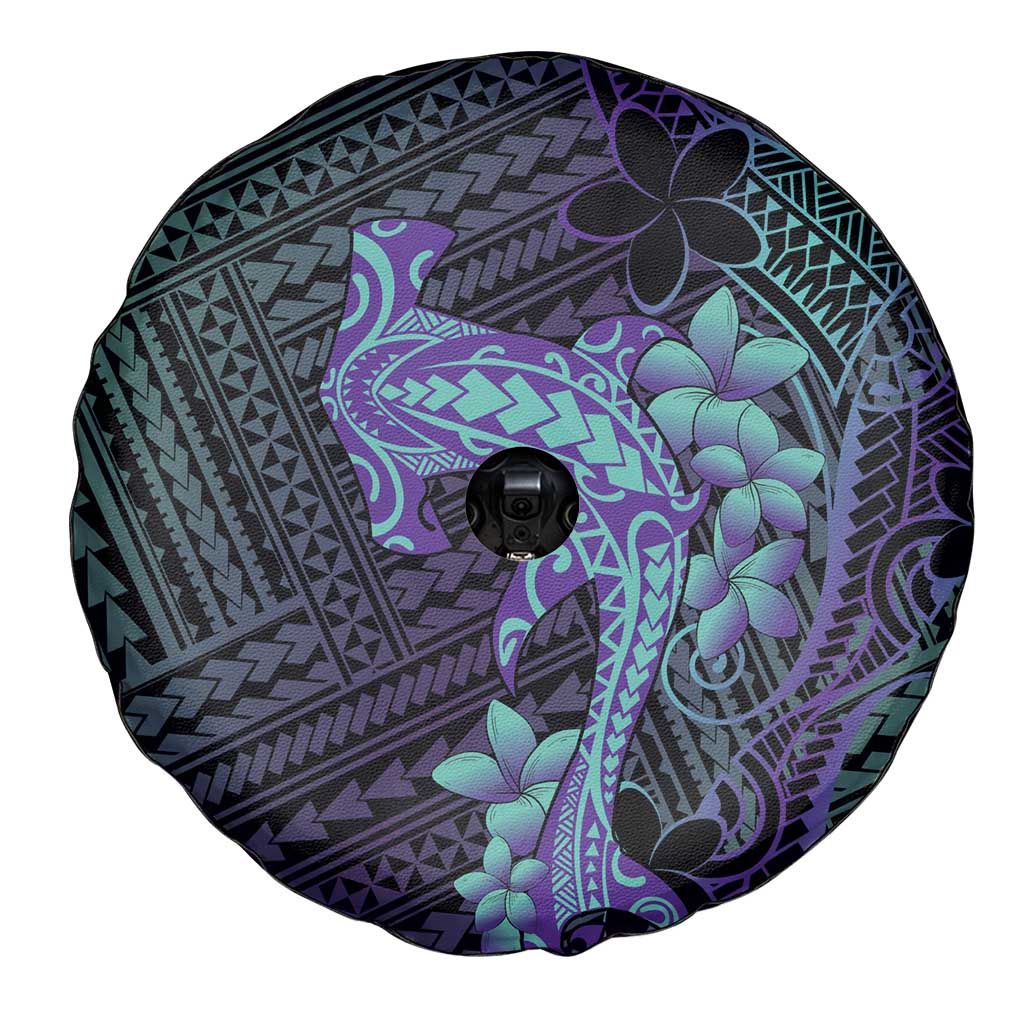 Purple Paradise Hawaii Spare Tire Cover Hammerhead Shark Tattoo Curve Polynesian - Polynesian Pride
