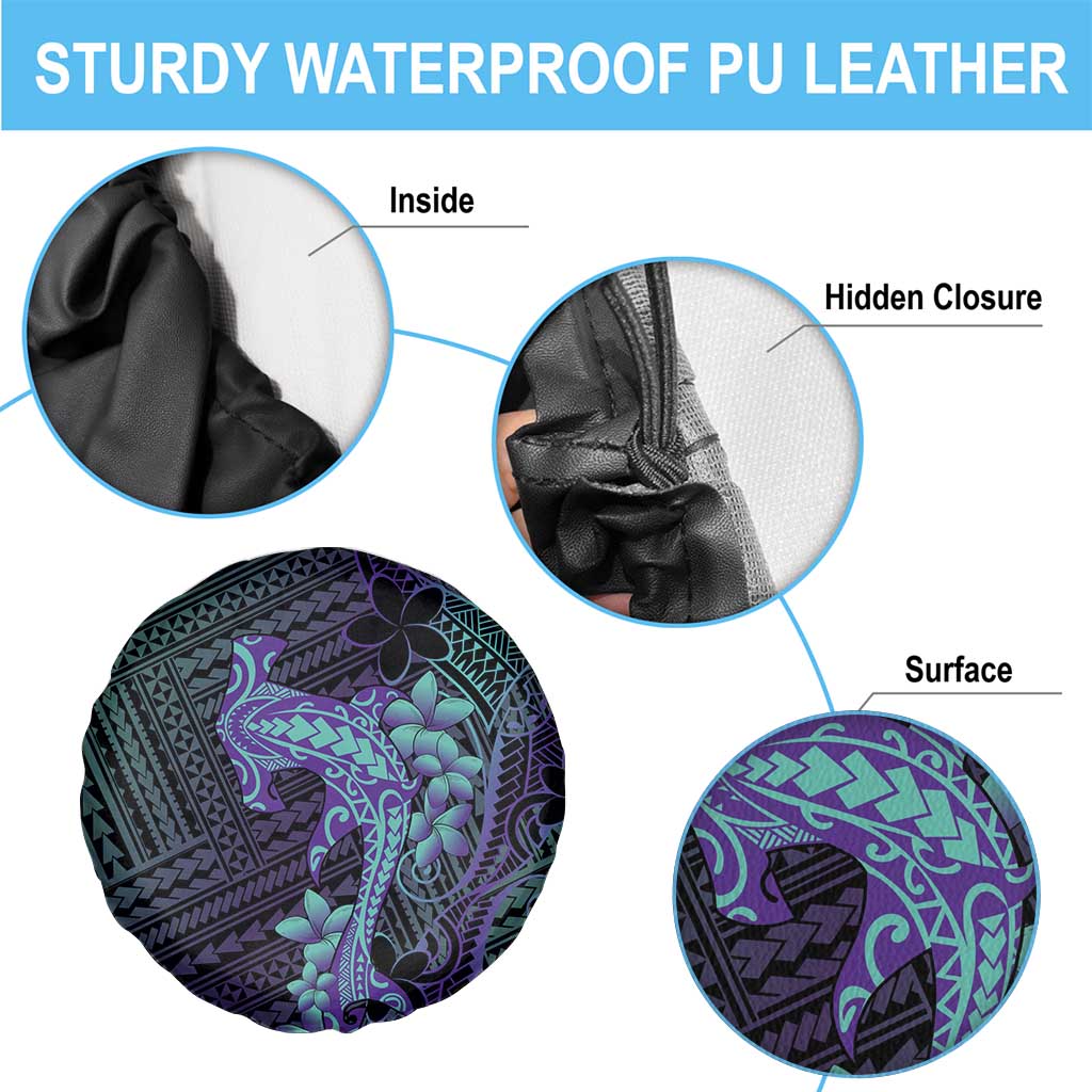 Purple Paradise Hawaii Spare Tire Cover Hammerhead Shark Tattoo Curve Polynesian - Polynesian Pride