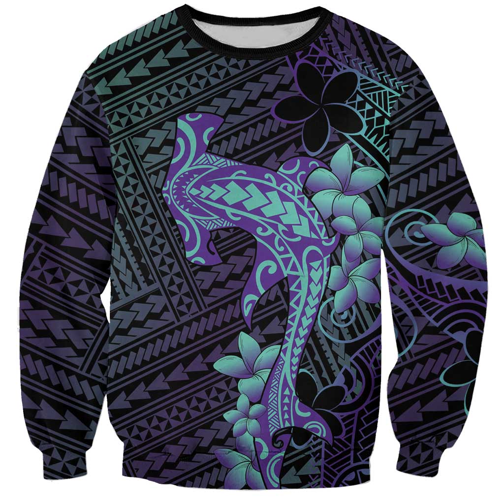 Purple Paradise Hawaii Sweatshirt Hammerhead Shark Tattoo Curve Polynesian LT14 Unisex Purple - Polynesian Pride