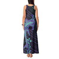 Purple Paradise Hawaii Tank Maxi Dress Hammerhead Shark Tattoo Curve Polynesian - Polynesian Pride