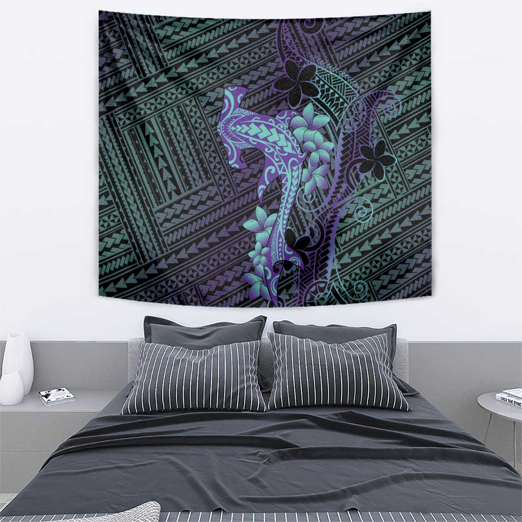 Purple Paradise Hawaii Tapestry Hammerhead Shark Tattoo Curve Polynesian - Polynesian Pride