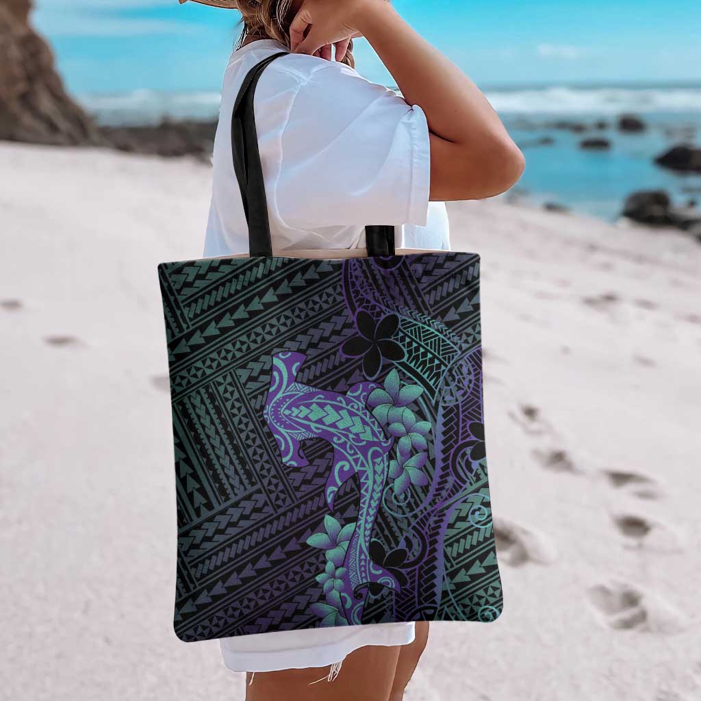 Purple Paradise Hawaii Tote Bag Hammerhead Shark Tattoo Curve Polynesian - Polynesian Pride