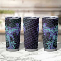 Purple Paradise Hawaii Tumbler Cup Hammerhead Shark Tattoo Curve Polynesian - Polynesian Pride
