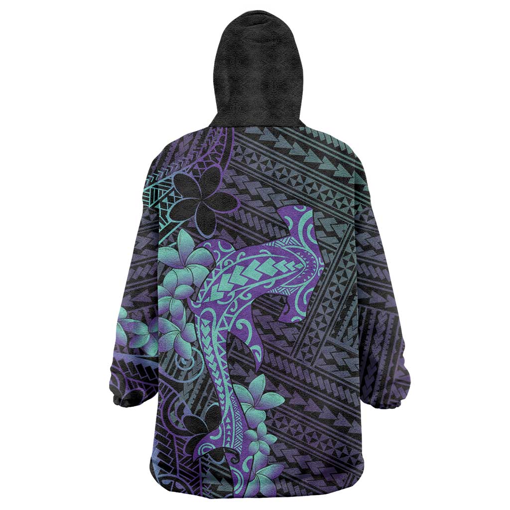 Purple Paradise Hawaii Wearable Blanket Hoodie Hammerhead Shark Tattoo Curve Polynesian LT14 - Polynesian Pride