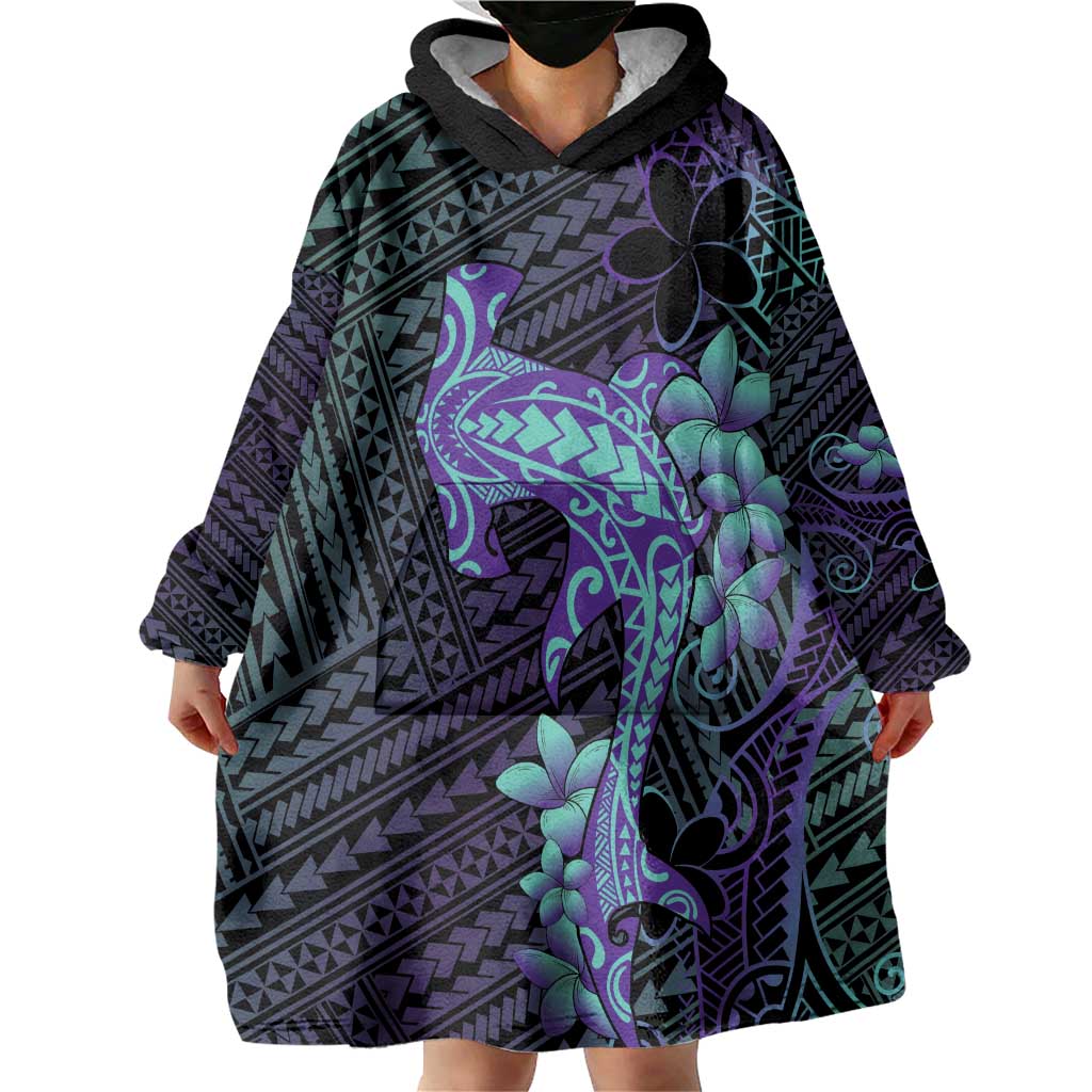 Purple Paradise Hawaii Wearable Blanket Hoodie Hammerhead Shark Tattoo Curve Polynesian LT14 - Polynesian Pride
