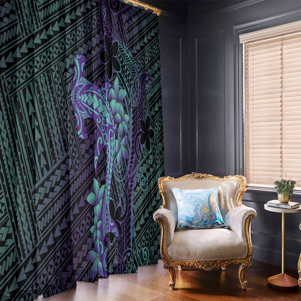Purple Paradise Hawaii Window Curtain Hammerhead Shark Tattoo Curve Polynesian - Polynesian Pride