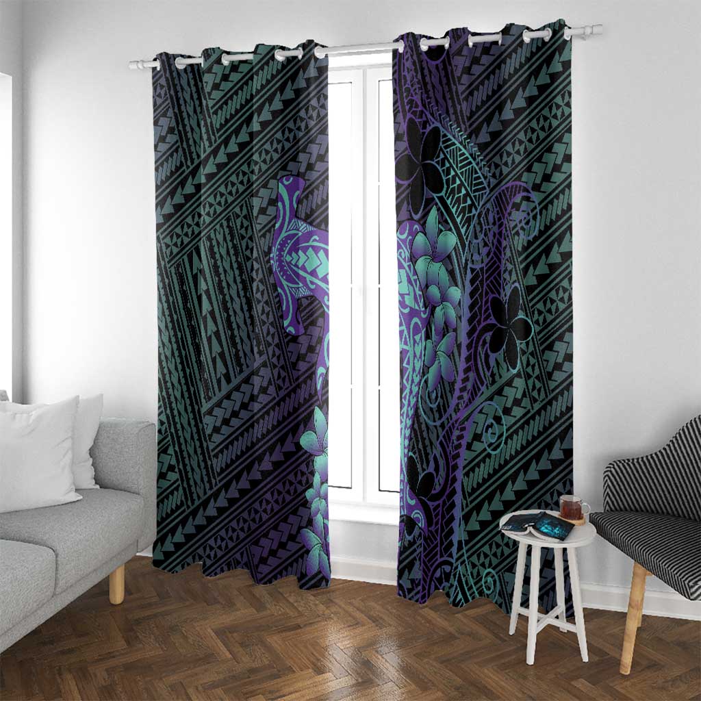 Purple Paradise Hawaii Window Curtain Hammerhead Shark Tattoo Curve Polynesian - Polynesian Pride