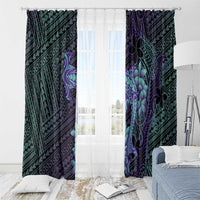 Purple Paradise Hawaii Window Curtain Hammerhead Shark Tattoo Curve Polynesian - Polynesian Pride